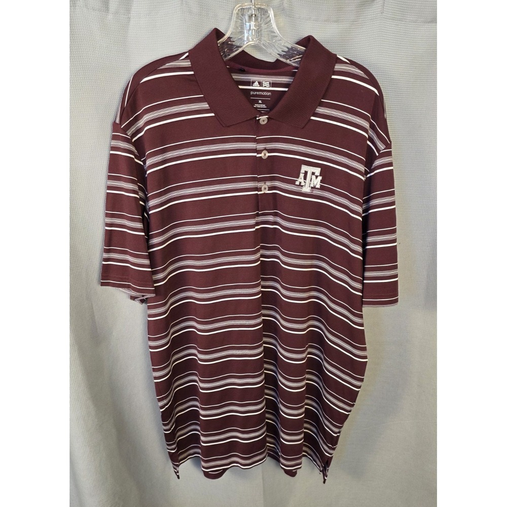 Adidas Polo Shirt Mens XL‎ Texas A&M Aggies Maroon Pure Motion Golf Performance